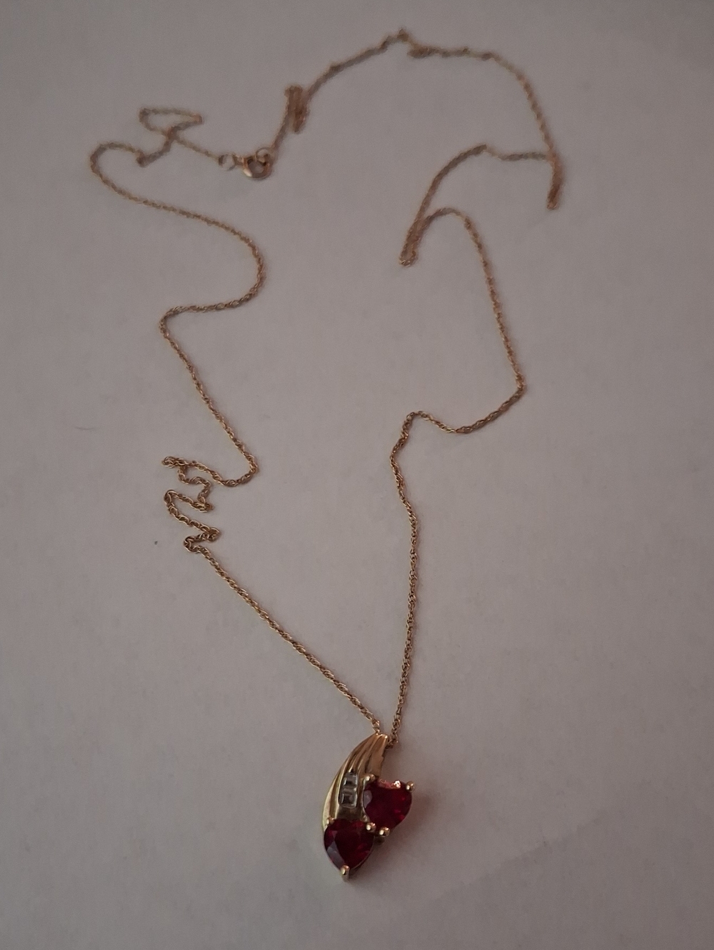 Gold Necklace with Red Heart Gem Pendant - Elegant Women's Jewelry - Picture 1 of 3